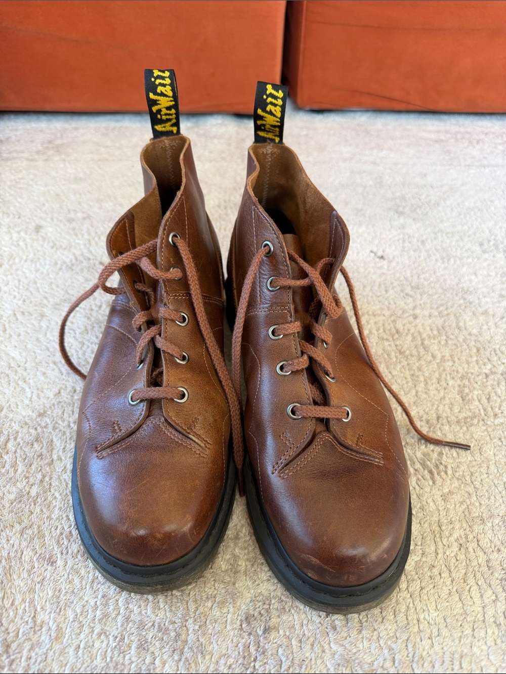 Dr. Martens MENS Brown Leather Chukka Boots with Black Soles